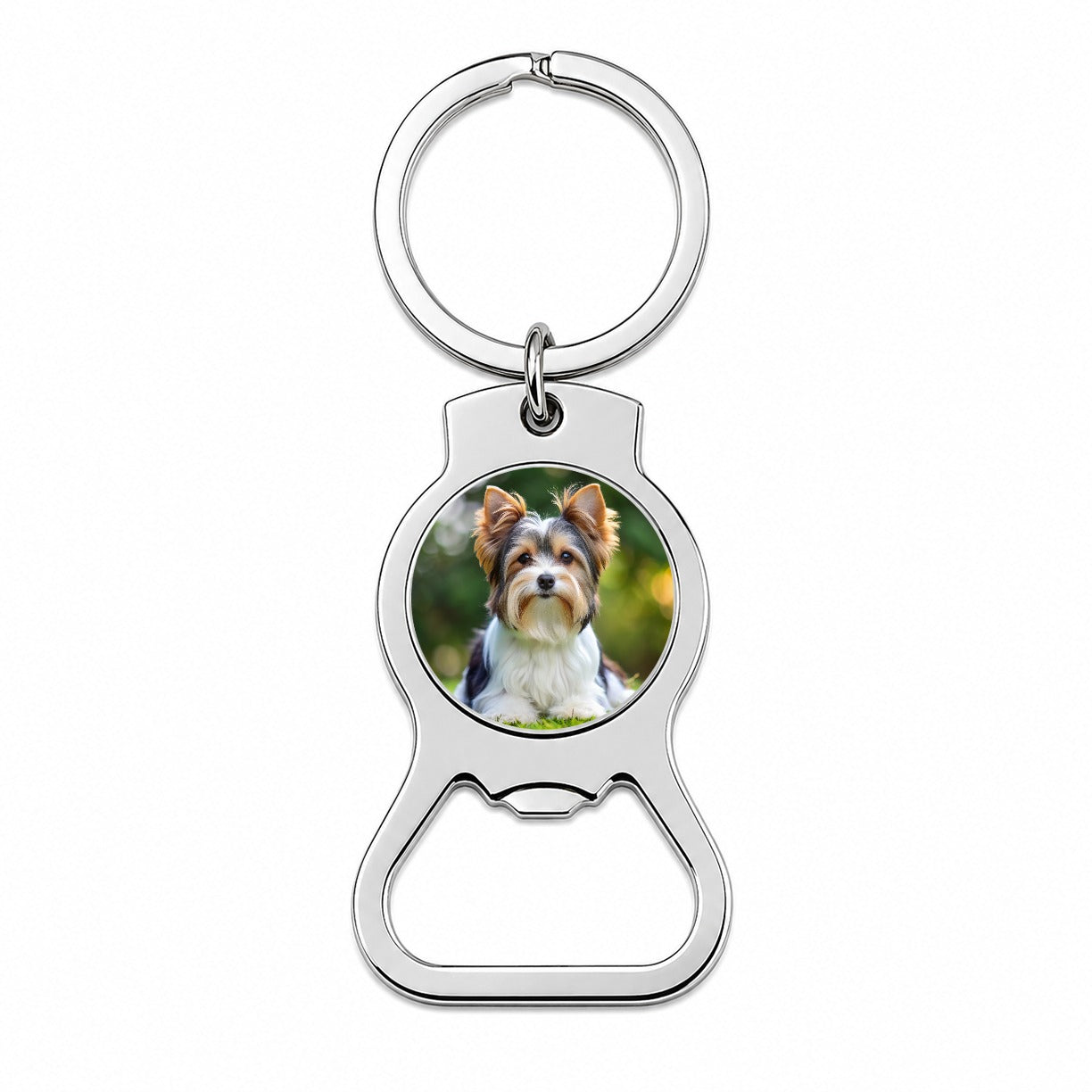 Biewer Terrier Dog Photo Bottle Opener Keychain