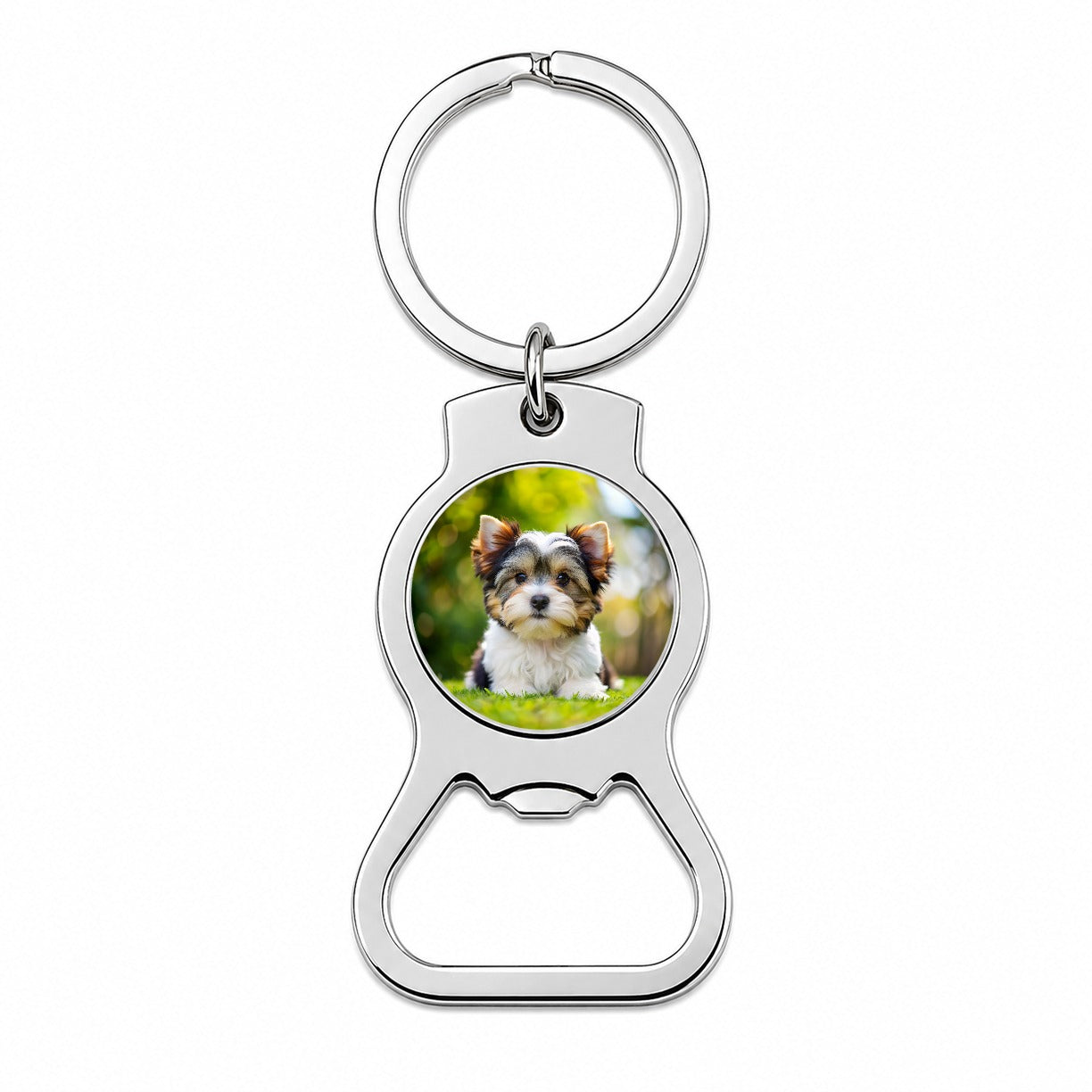 Biewer Terrier Dog Puppy Photo Bottle Opener Keychain