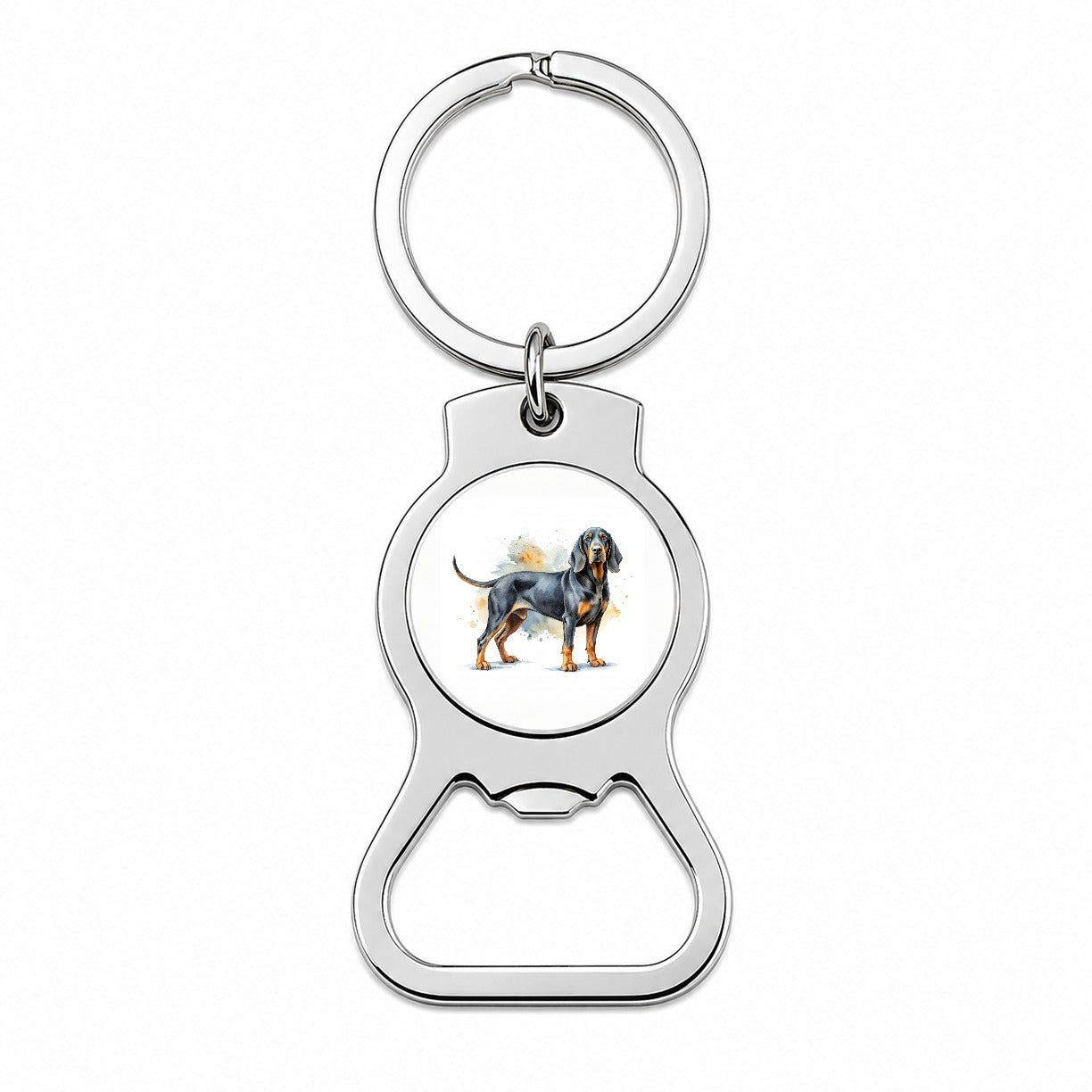 Black And Tan Coonhound Dog Watercolor Style Bottle Opener Keychain