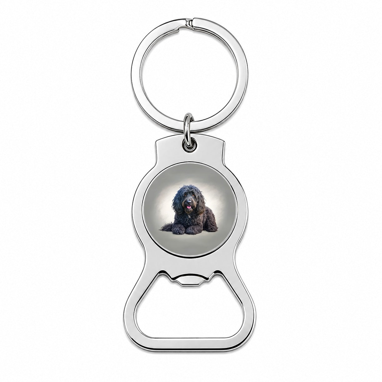 Black Russian Terrier Dog Illustration Bottle Opener Keychain