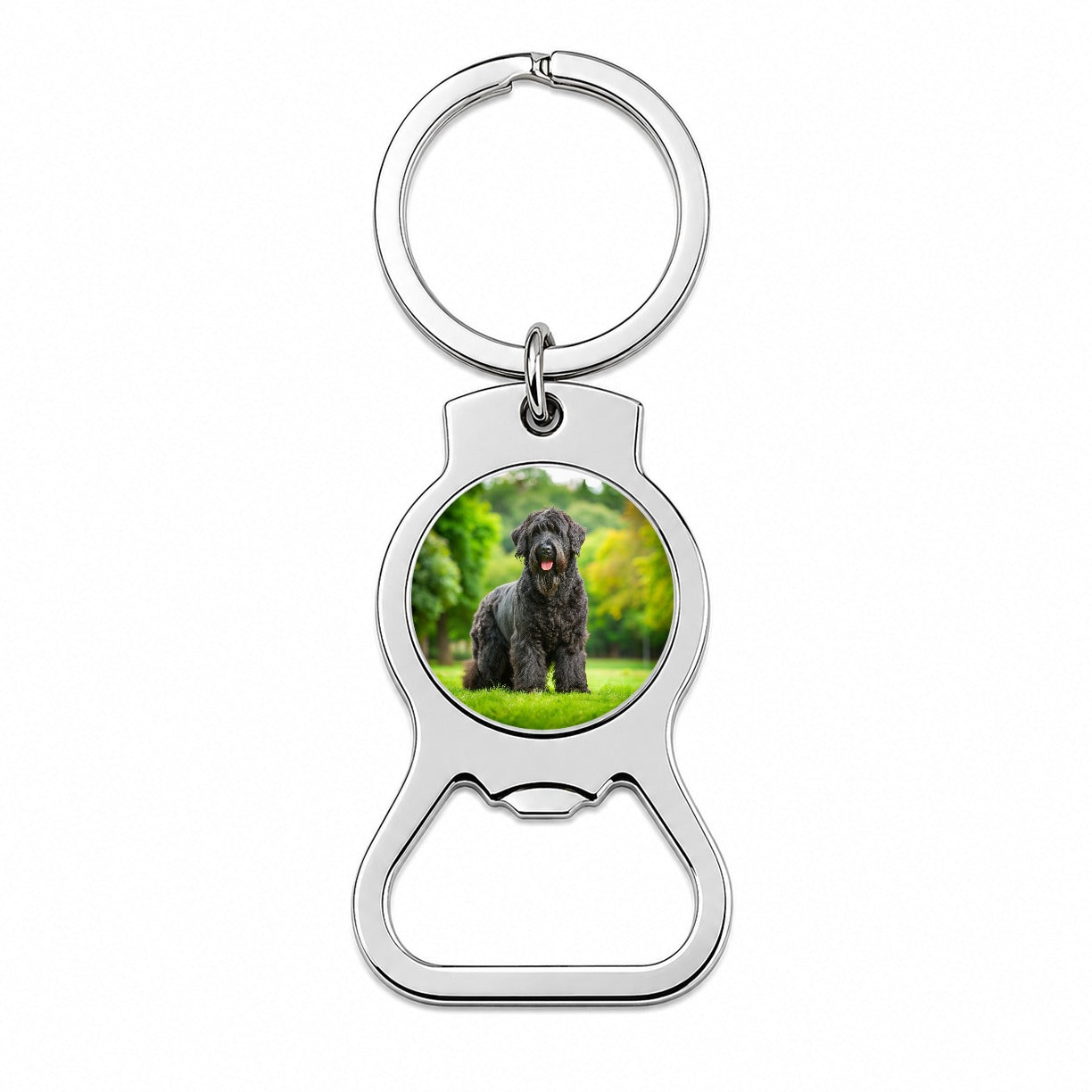 Black Russian Terrier Dog Photo Bottle Opener Keychain