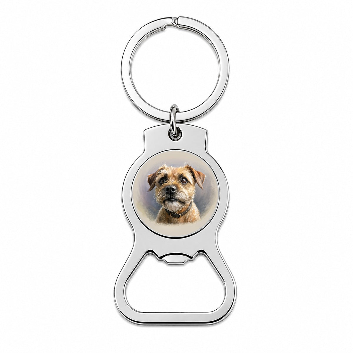 Border Terrier Dog Illustration Bottle Opener Keychain