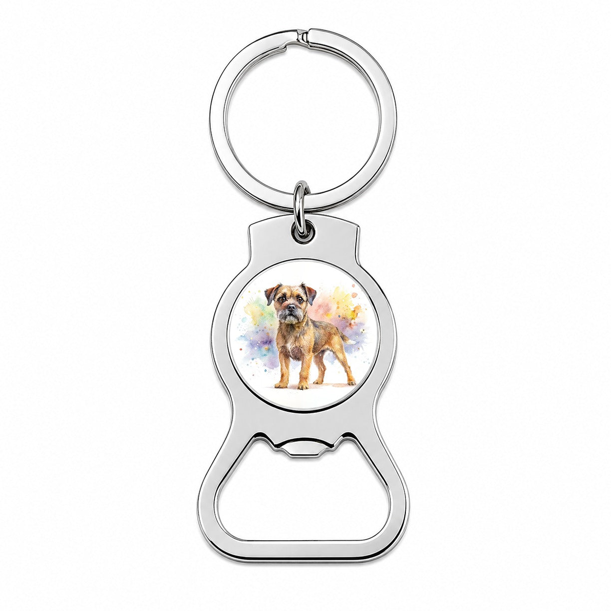Border Terrier Dog Watercolor Style Bottle Opener Keychain