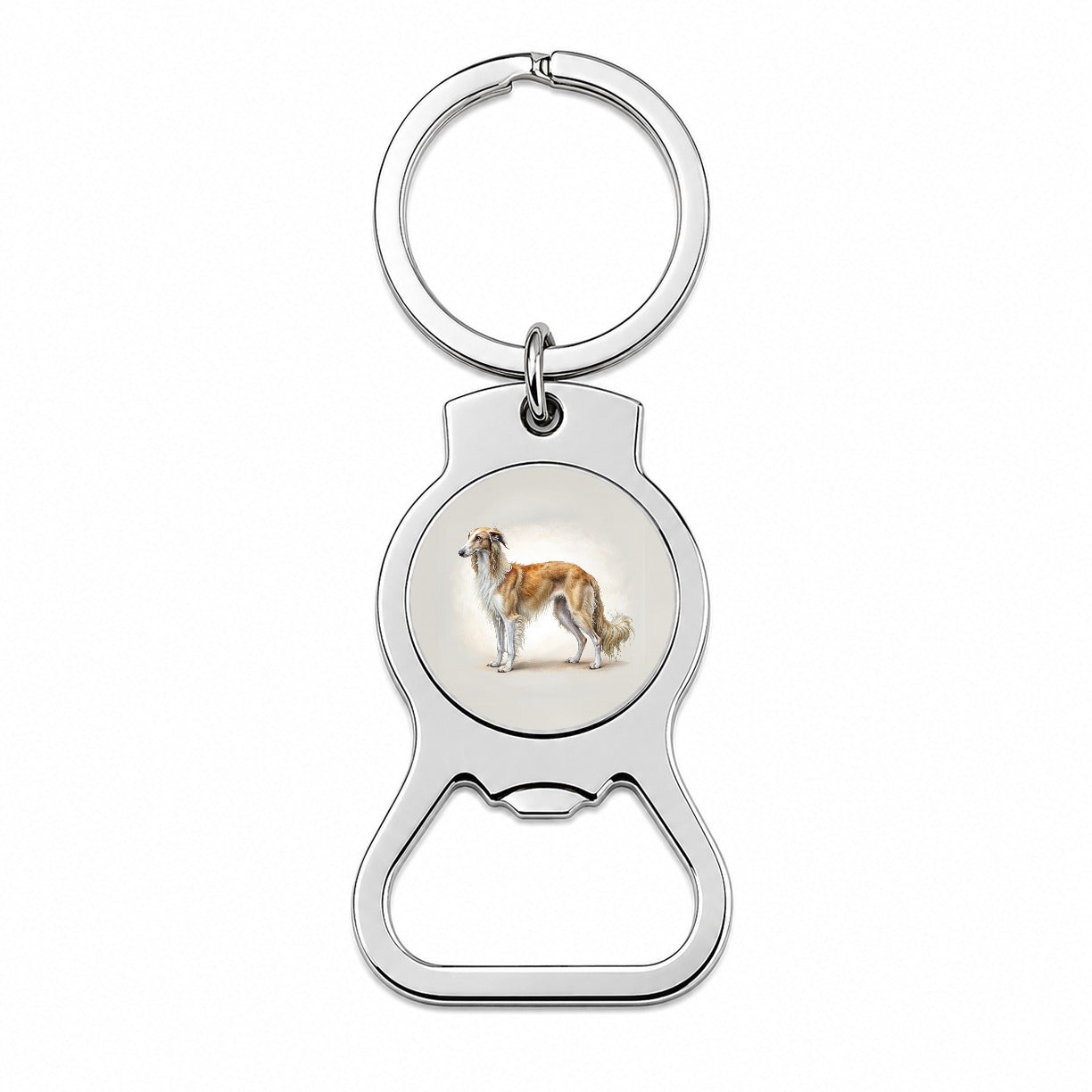 Borzoi Dog Illustration Bottle Opener Keychain