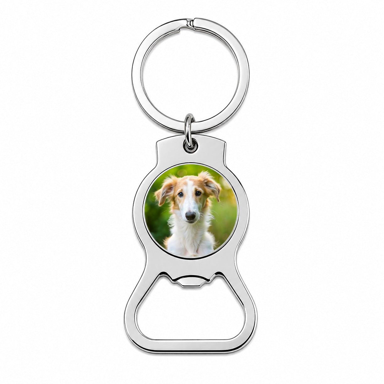 Borzoi Dog Puppy Photo Bottle Opener Keychain