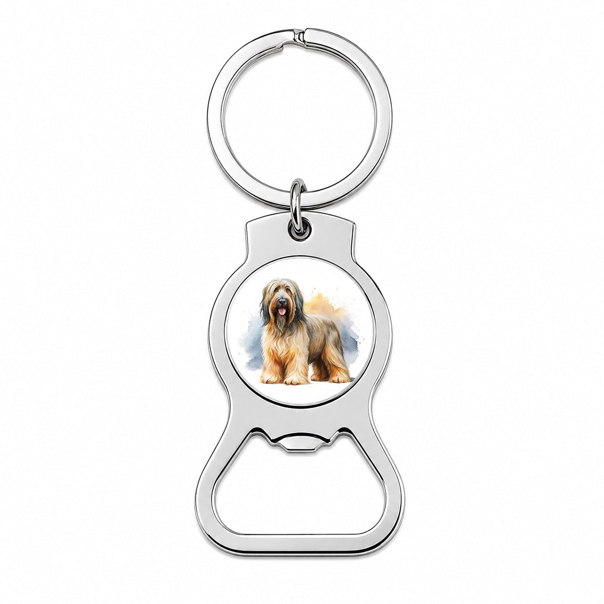Briard Dog Watercolor Style Bottle Opener Keychain