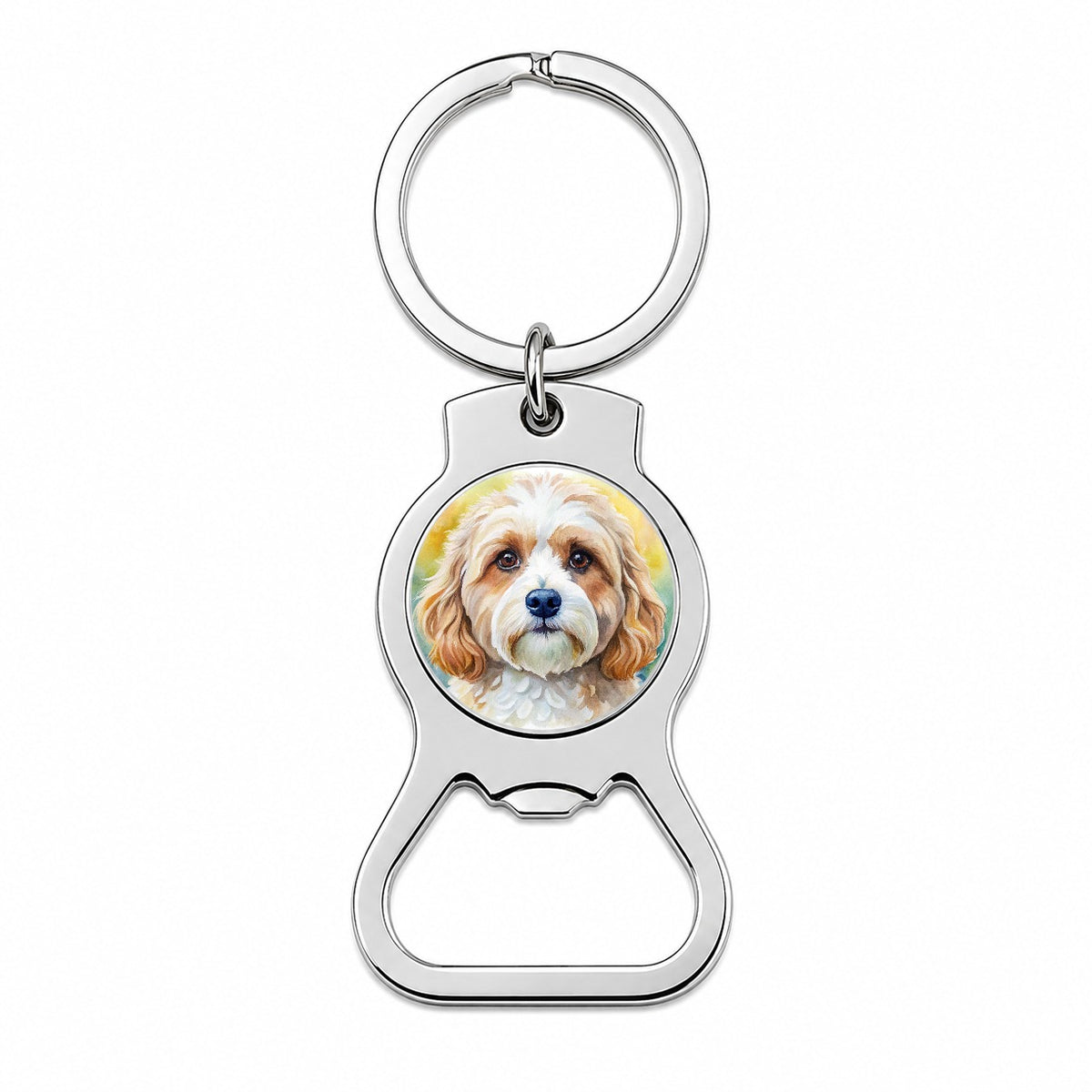 Cavachon Dog Watercolor Style Bottle Opener Keychain