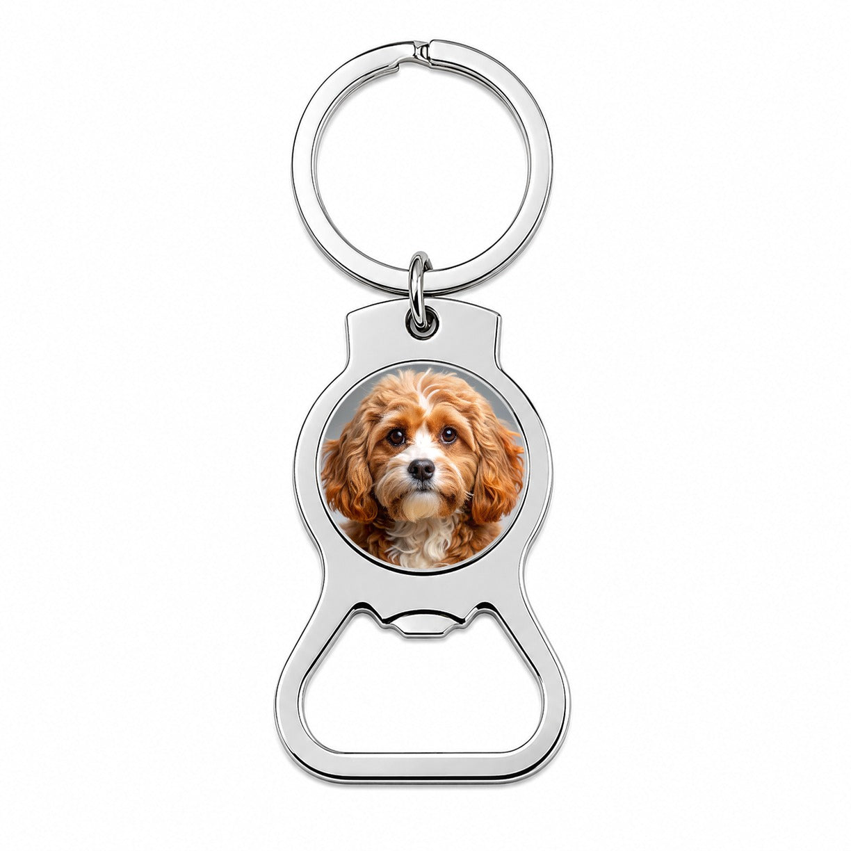 Cavapoo Dog Photo Bottle Opener Keychain