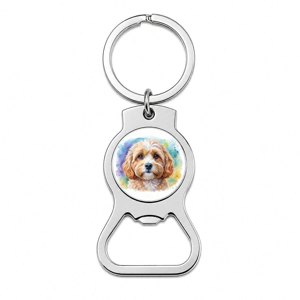 Cavapoo Dog Watercolor Style Bottle Opener Keychain