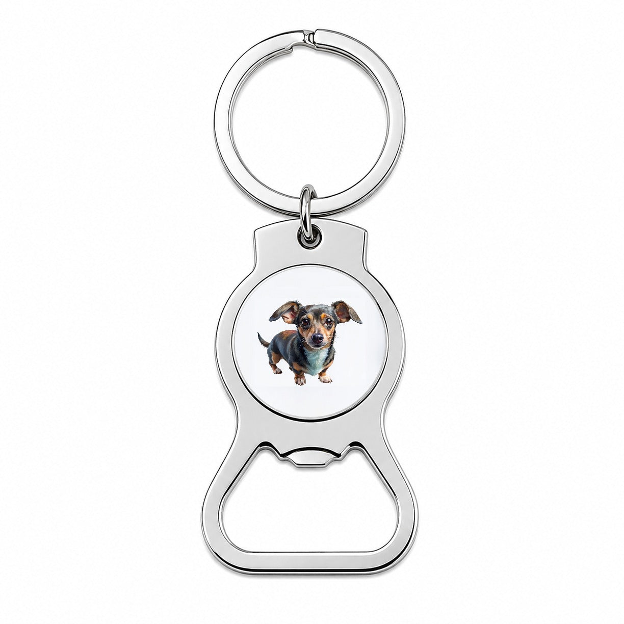 Chiweenie Dog Illustration Bottle Opener Keychain