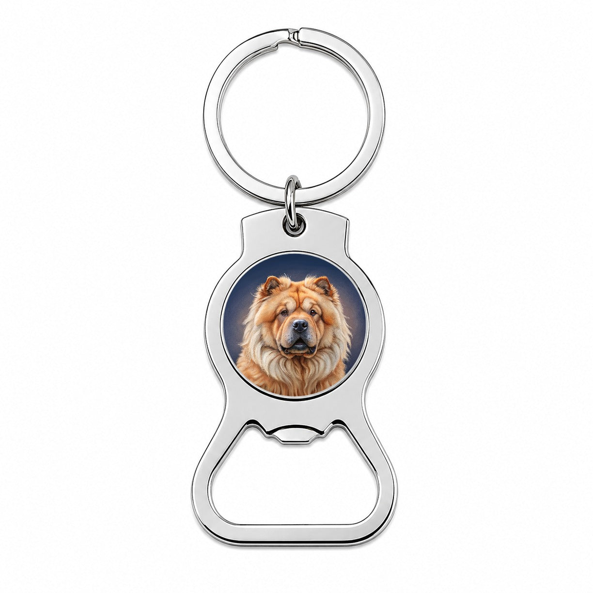 Chow Chow Dog Illustration Bottle Opener Keychain