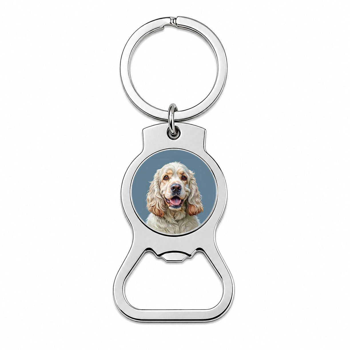 Clumber Spaniel Dog Illustration Bottle Opener Keychain