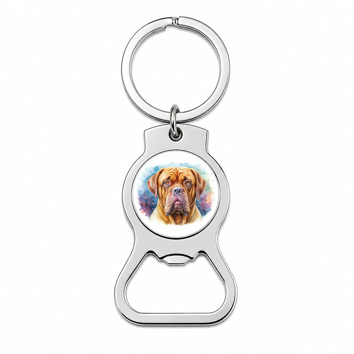 Dogues De Bordeaux Dog Watercolor Style Bottle Opener Keychain