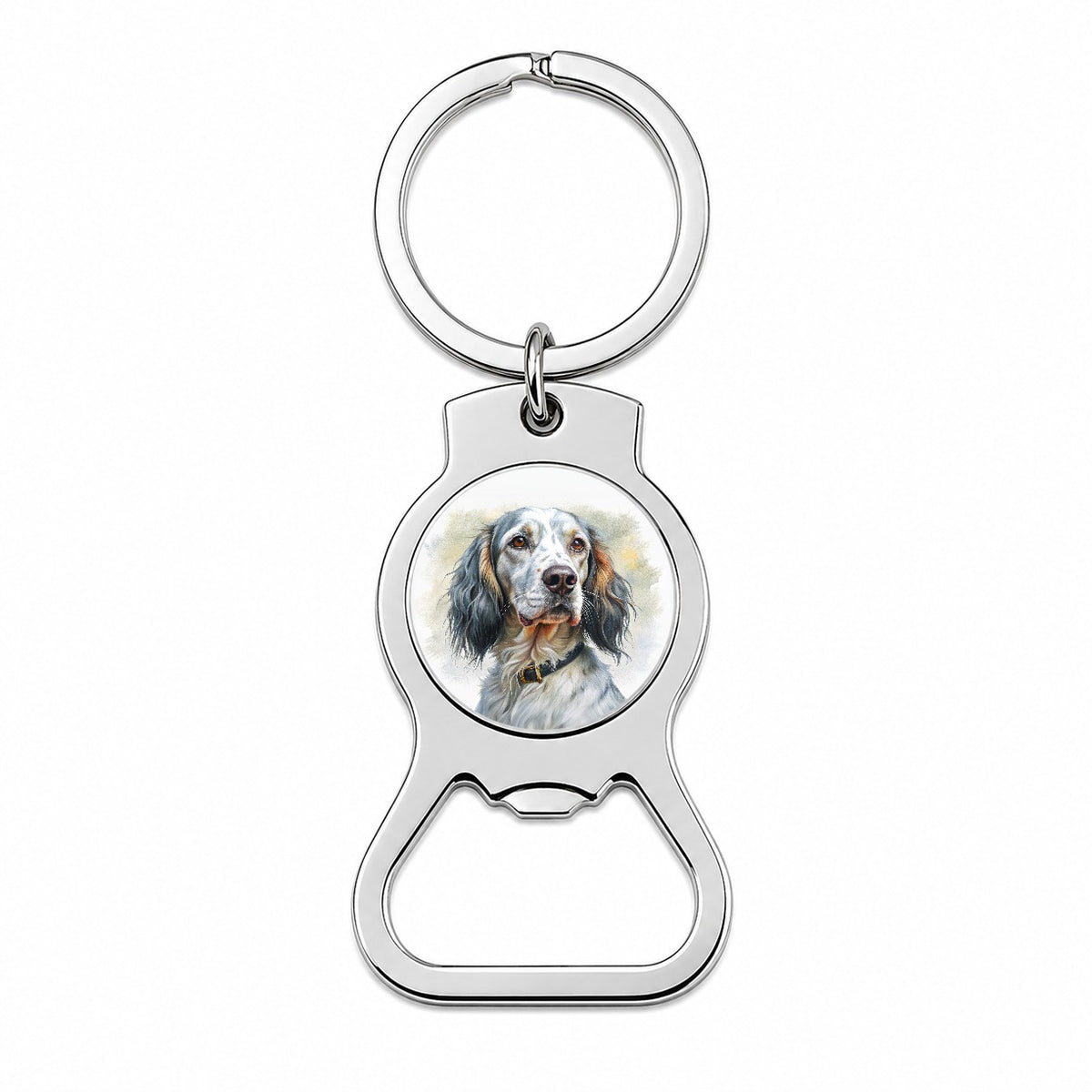 English Setter Dog Illustration Bottle Opener Keychain