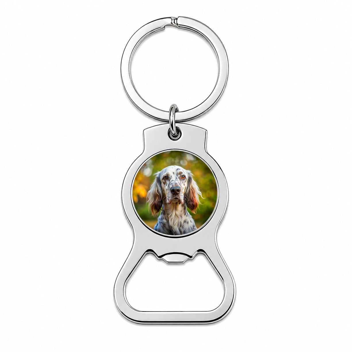 English Setter Dog Photo Bottle Opener Keychain