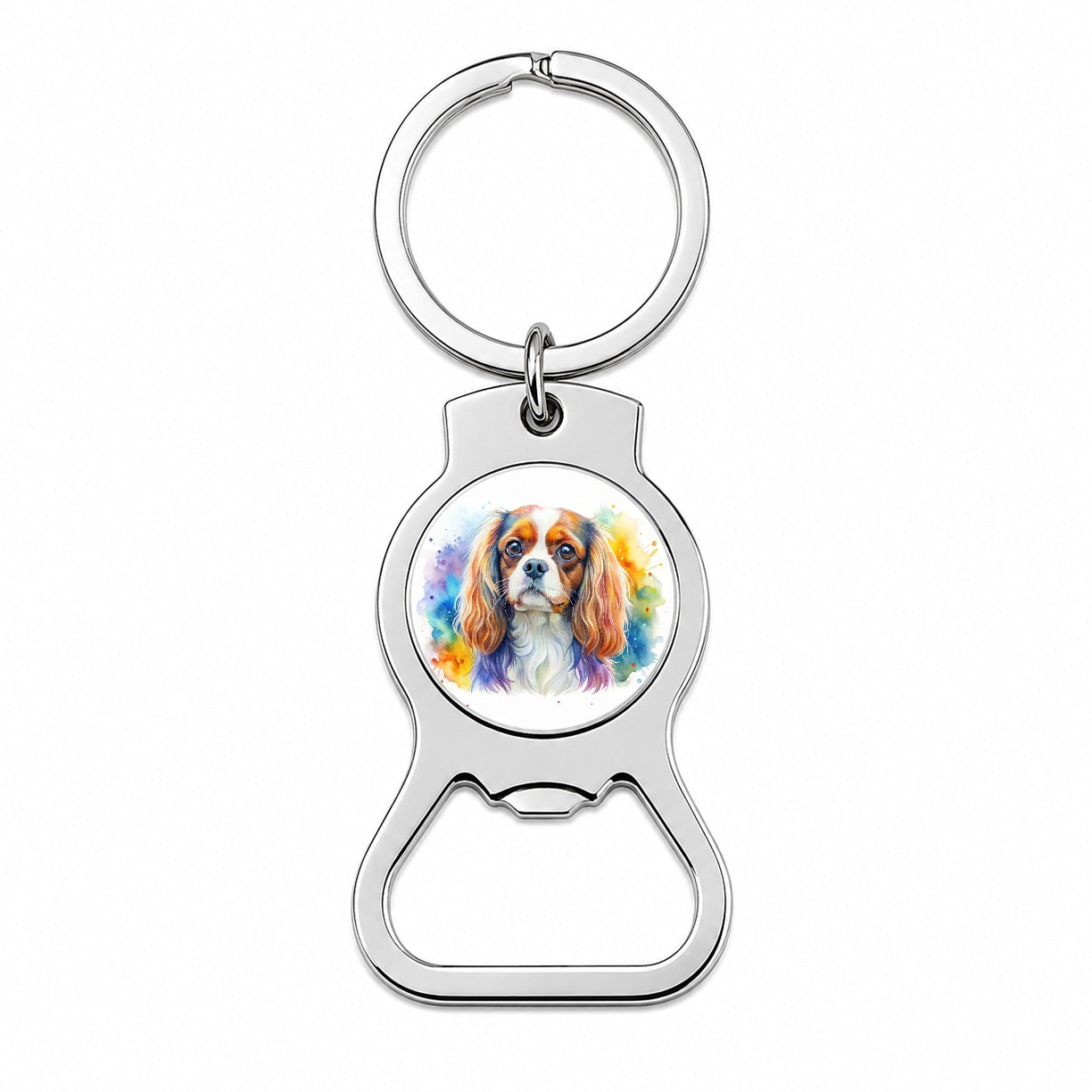 English Toy Spaniel Dog Watercolor Style Bottle Opener Keychain