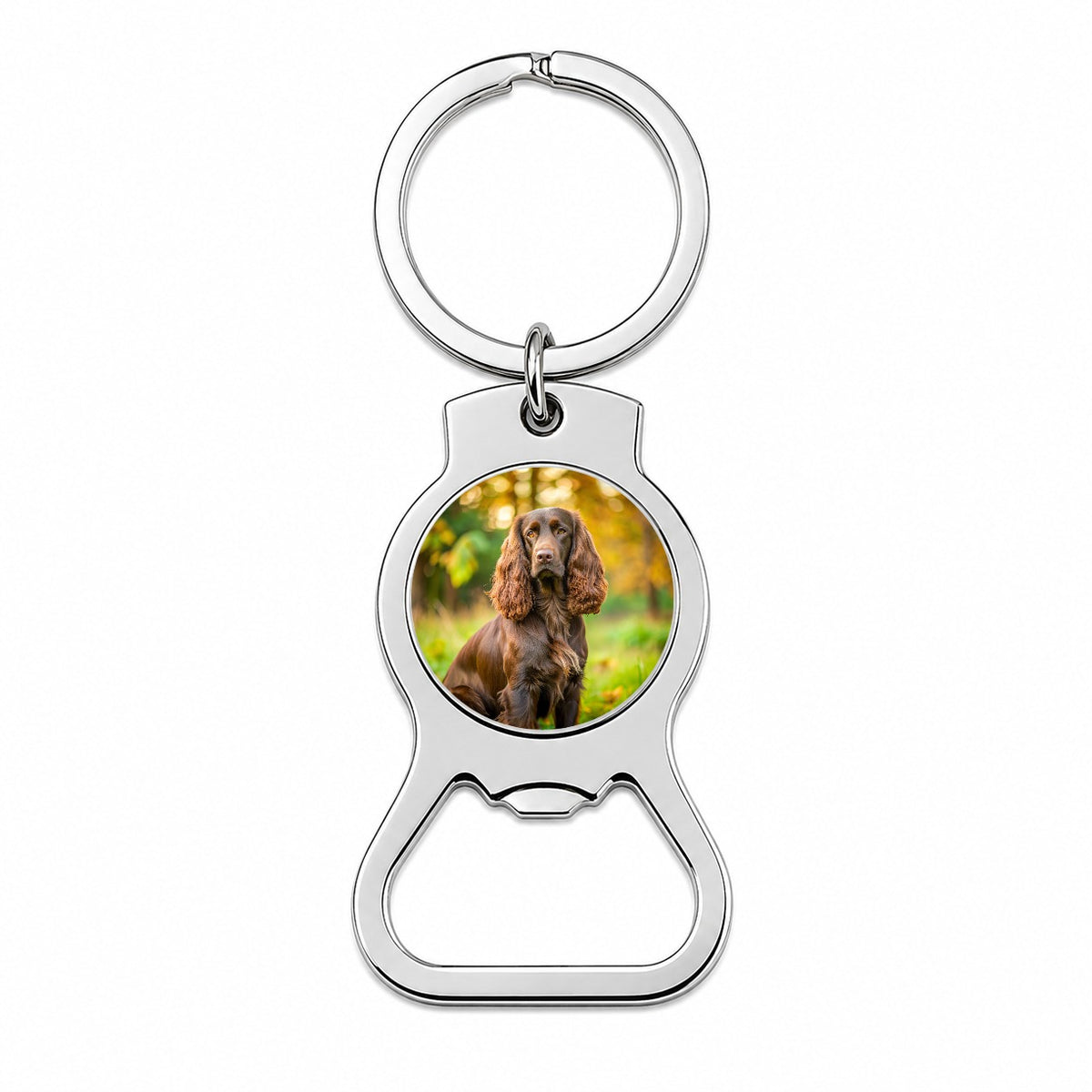 Field Spaniel Dog Photo Bottle Opener Keychain