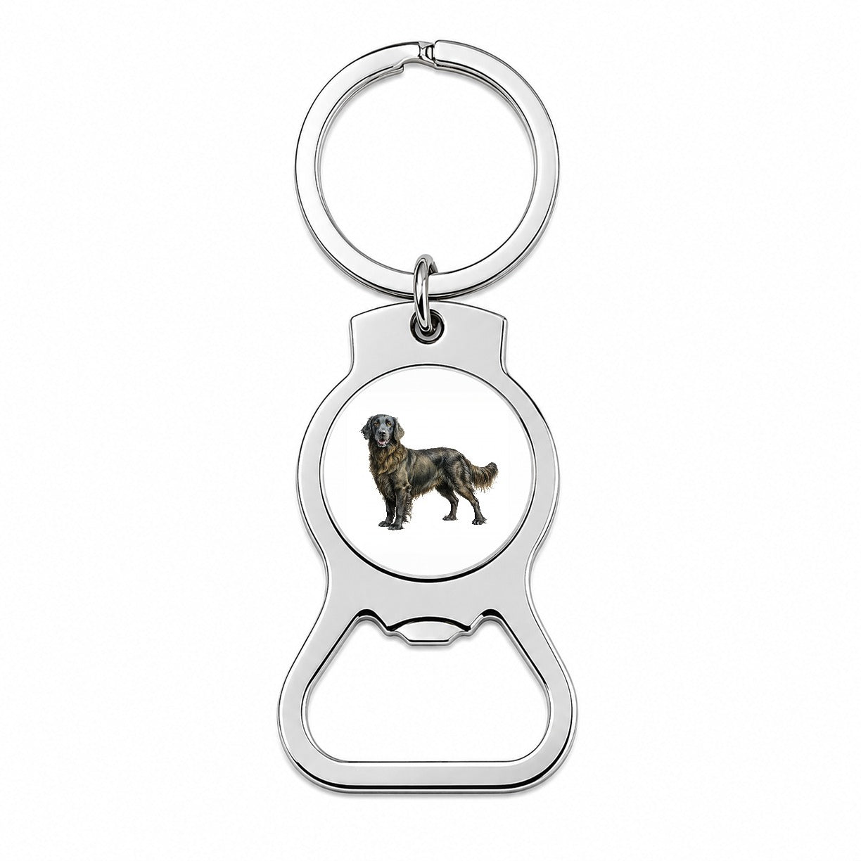 Flat Coated Retriever Dog Illustration Bottle Opener Keychain