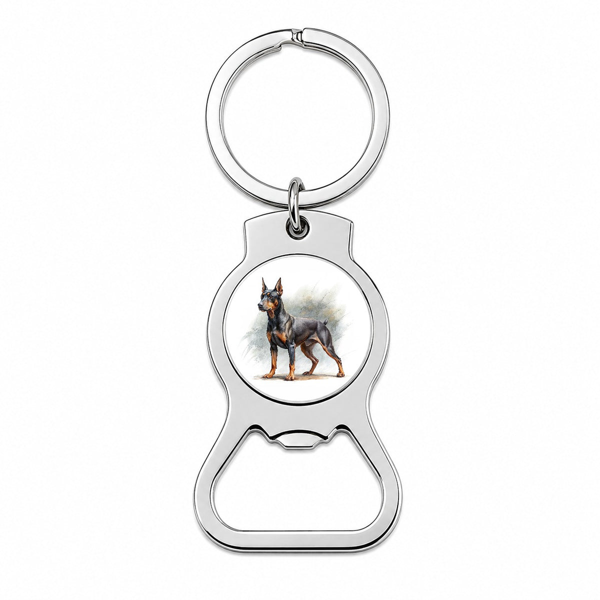 German Pinscher Dog Illustration Bottle Opener Keychain