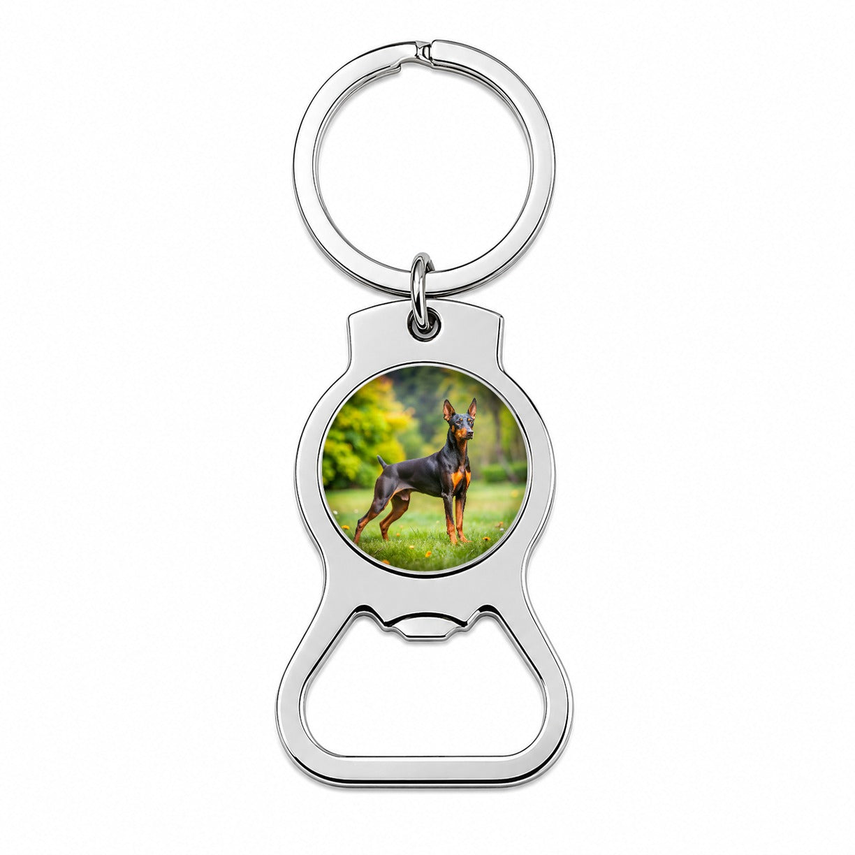 German Pinscher Dog Photo Bottle Opener Keychain