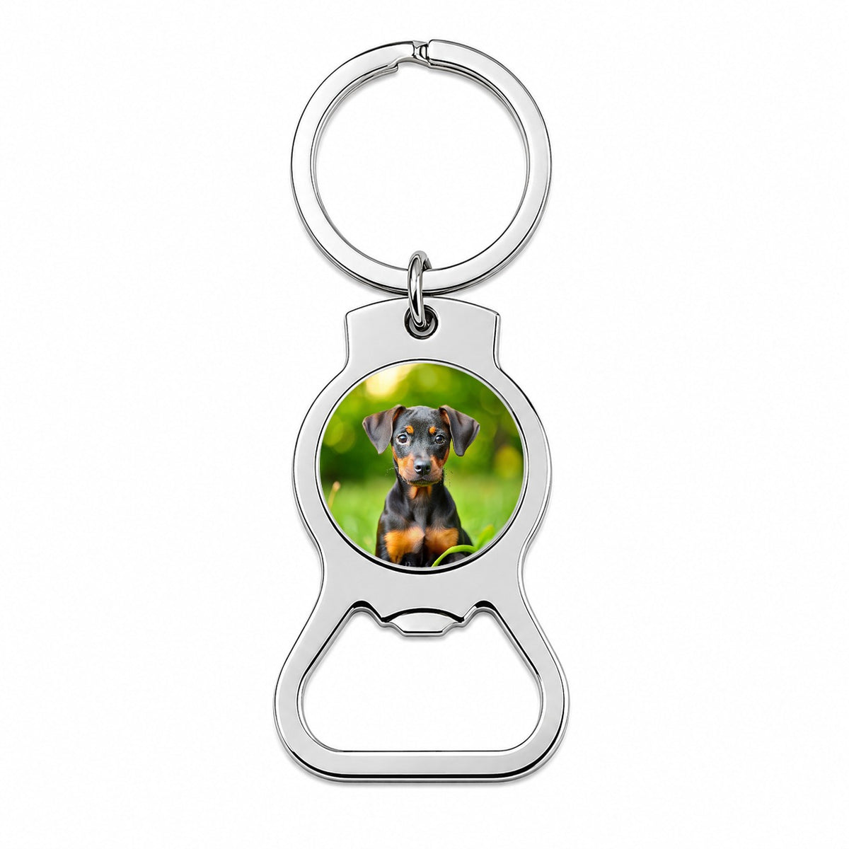 German Pinscher Dog Puppy Photo Bottle Opener Keychain