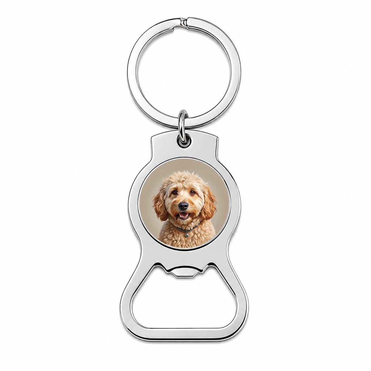 Goldendoodle Dog Illustration Bottle Opener Keychain