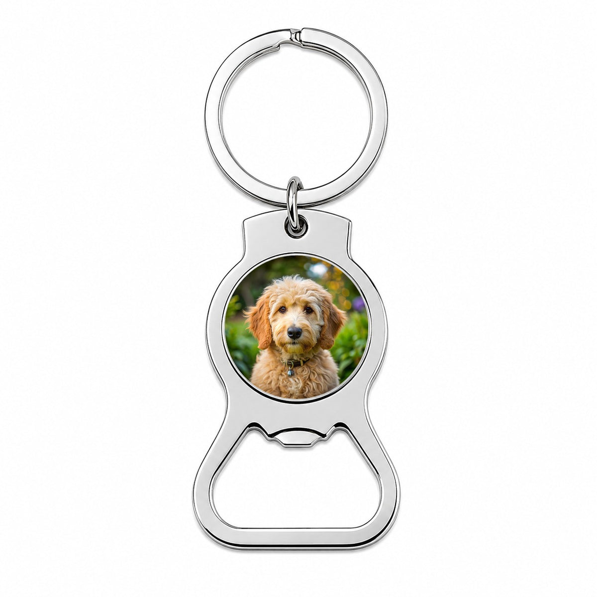 Goldendoodle Dog Photo Bottle Opener Keychain