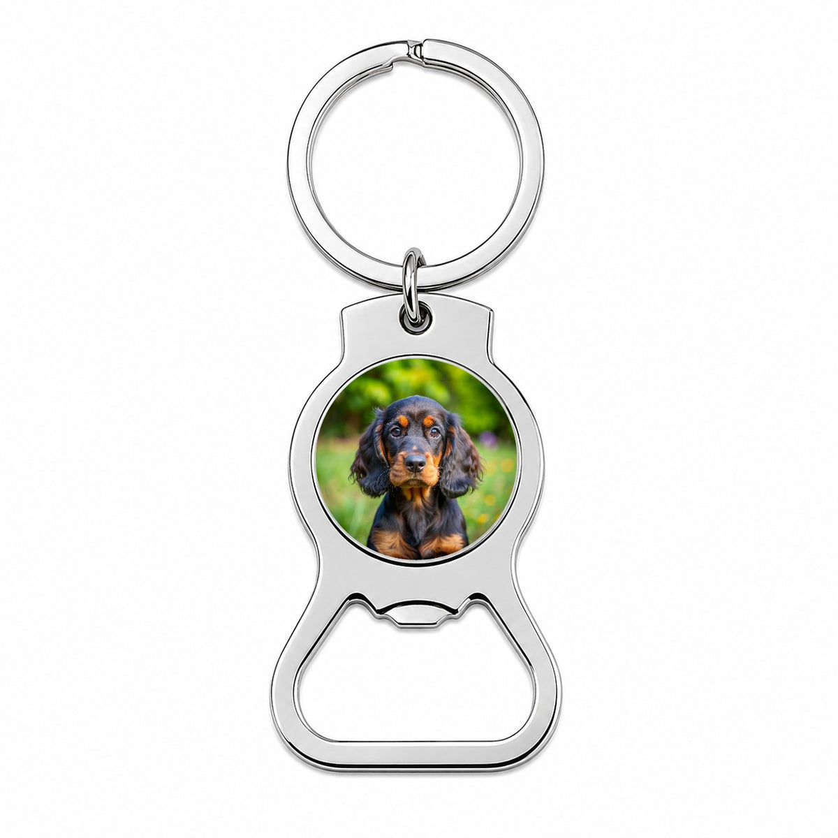Gordon Setter Dog Puppy Photo Bottle Opener Keychain