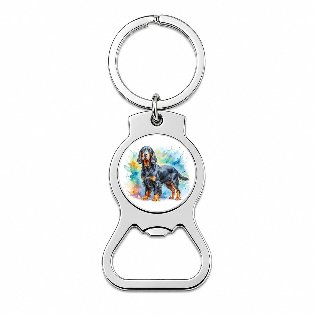 Gordon Setter Dog Watercolor Style Bottle Opener Keychain