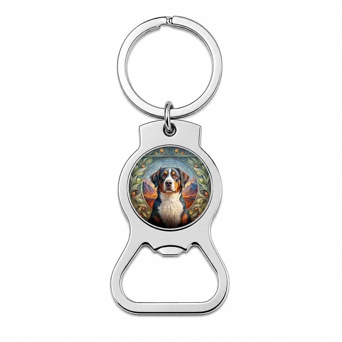 Greater Swiss Mountain Dog Art Nouveau Bottle Opener Keychain