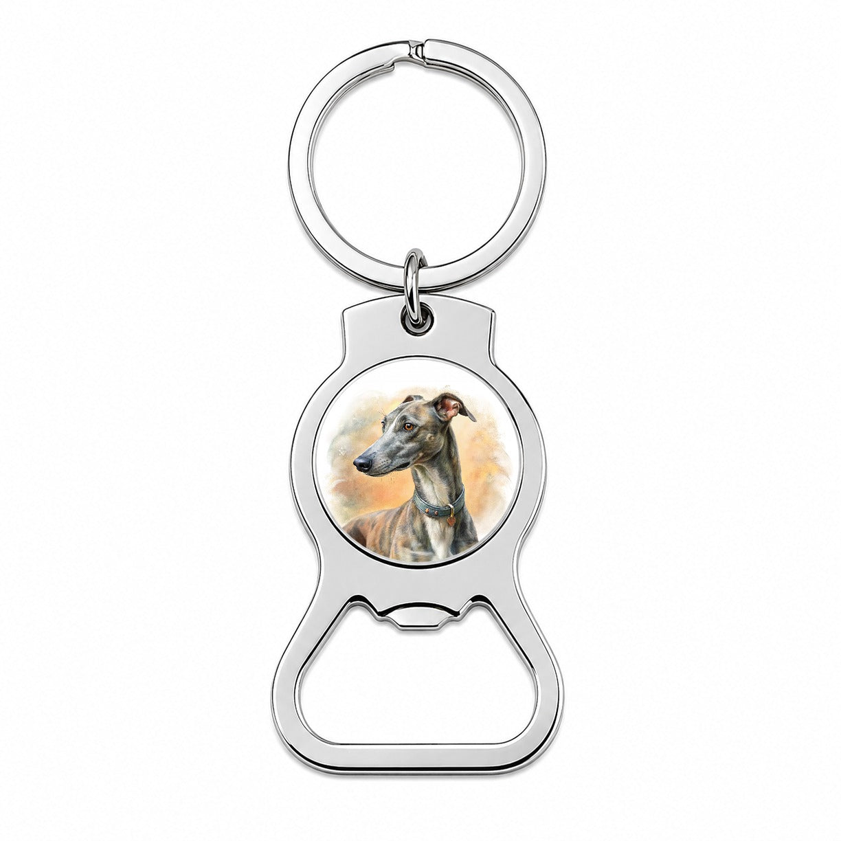 Greyhound Dog Illustration Bottle Opener Keychain