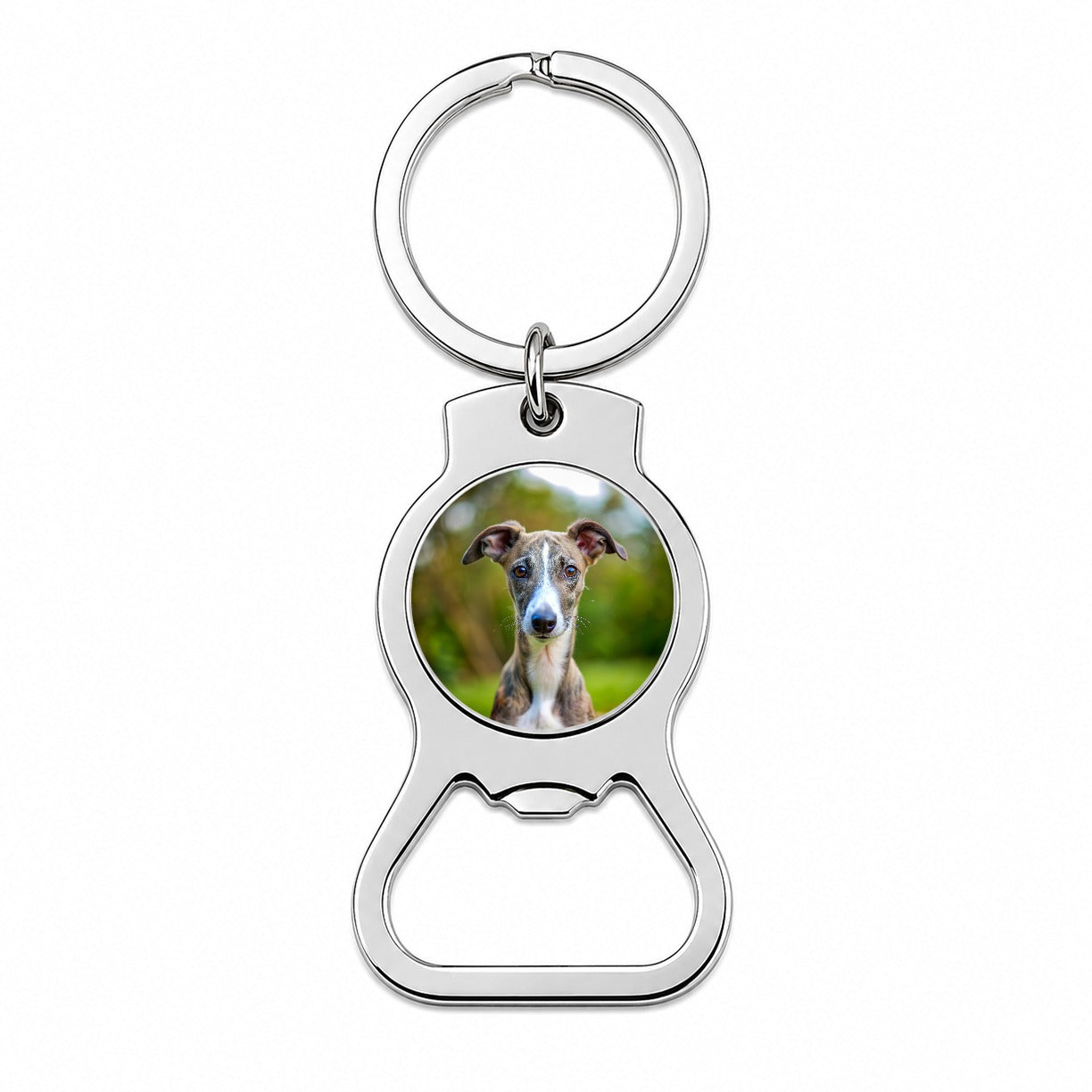 Greyhound Dog Puppy Photo Bottle Opener Keychain