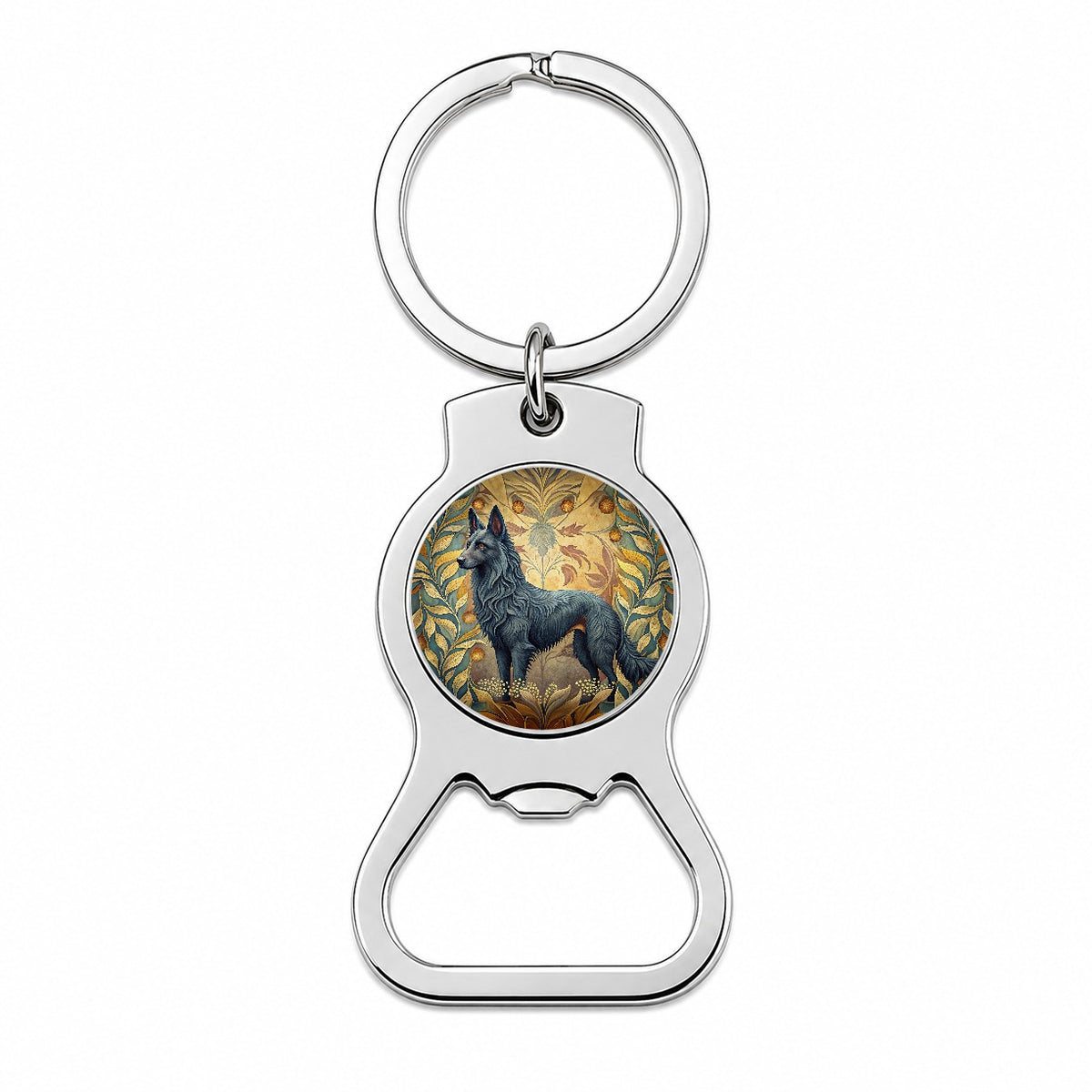 Groenendael Belgian Sheepdog Dog Art Nouveau Bottle Opener Keychain