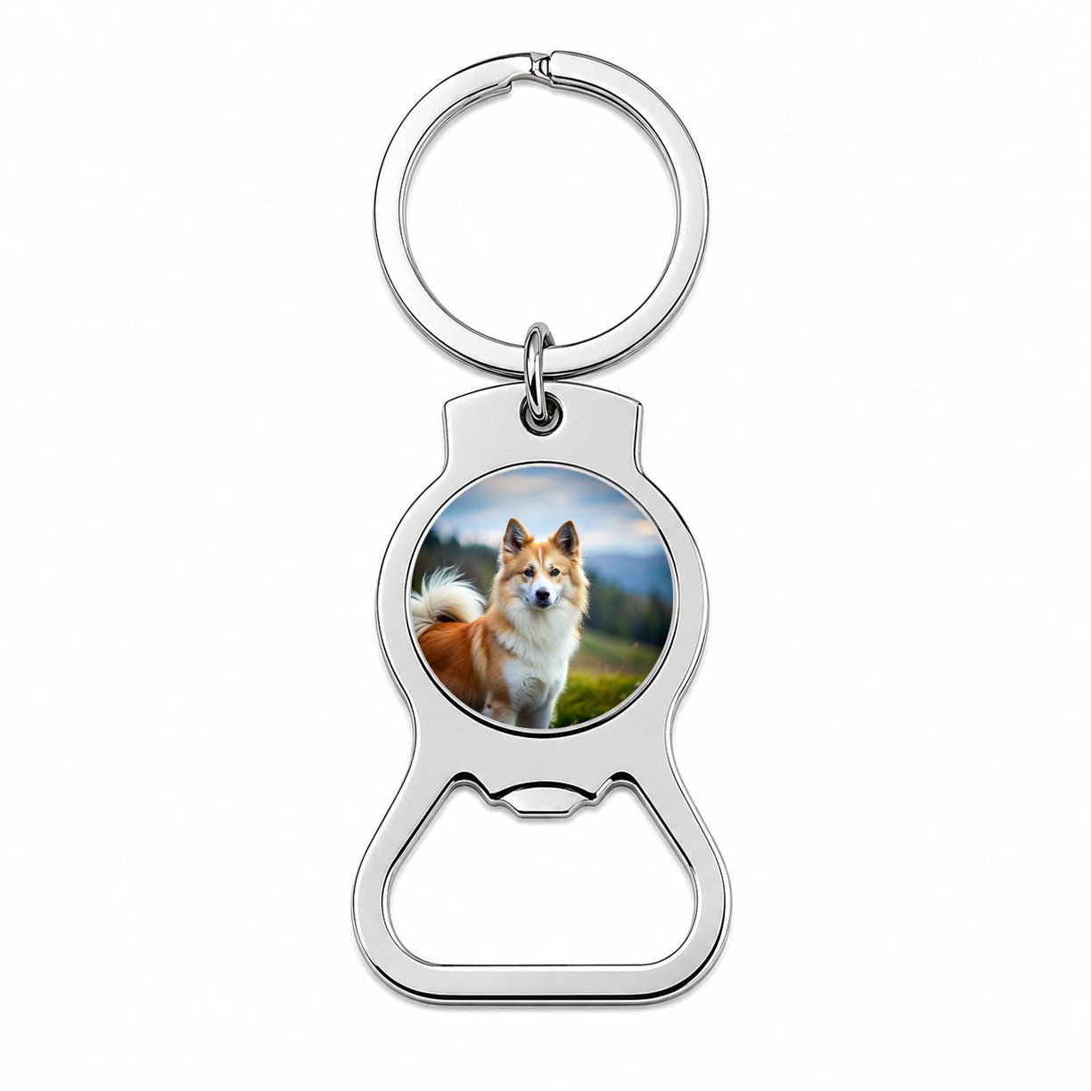 Icelandic Sheepdog Dog Photo Bottle Opener Keychain