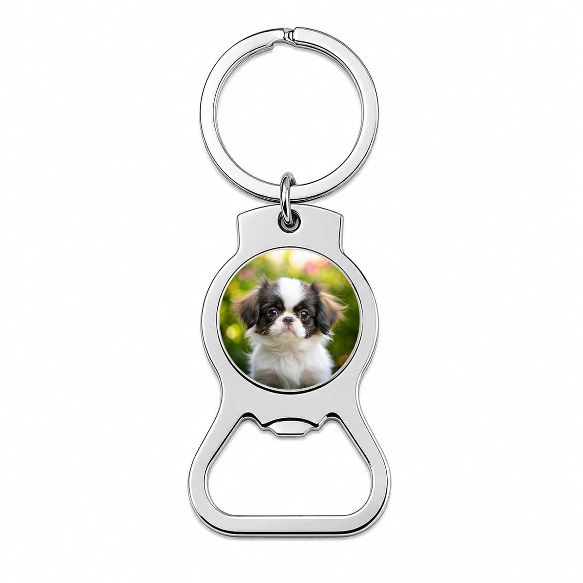 Japanese Chin Dog Puppy Photo Bottle Opener Keychain
