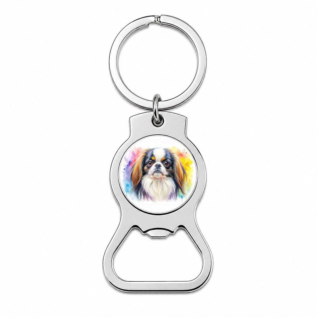 Japanese Chin Dog Watercolor Style Bottle Opener Keychain