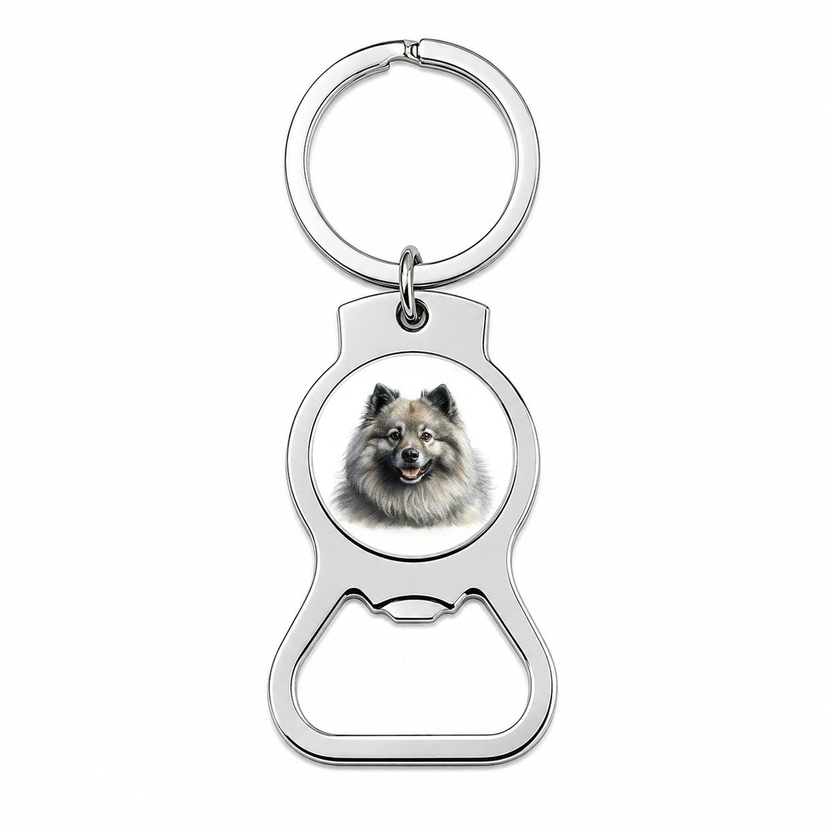 Keeshond Dog Illustration Bottle Opener Keychain