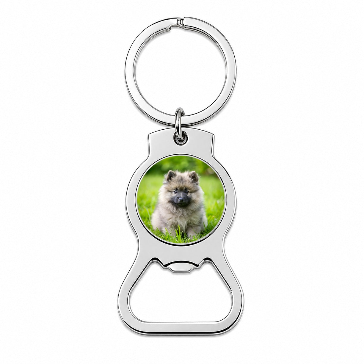 Keeshond Dog Puppy Photo Bottle Opener Keychain