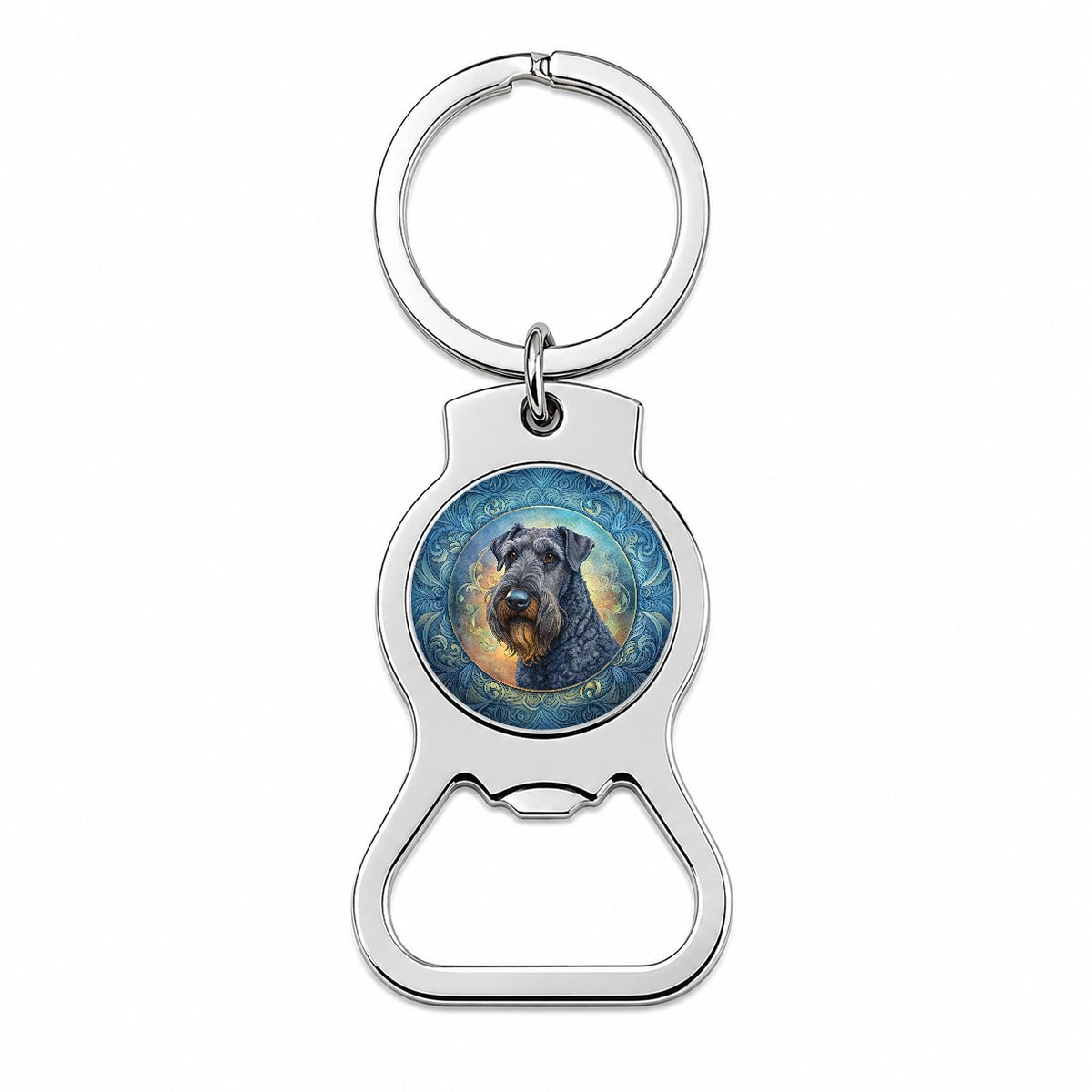 Kerry Blue Terrier Dog Art Nouveau Bottle Opener Keychain