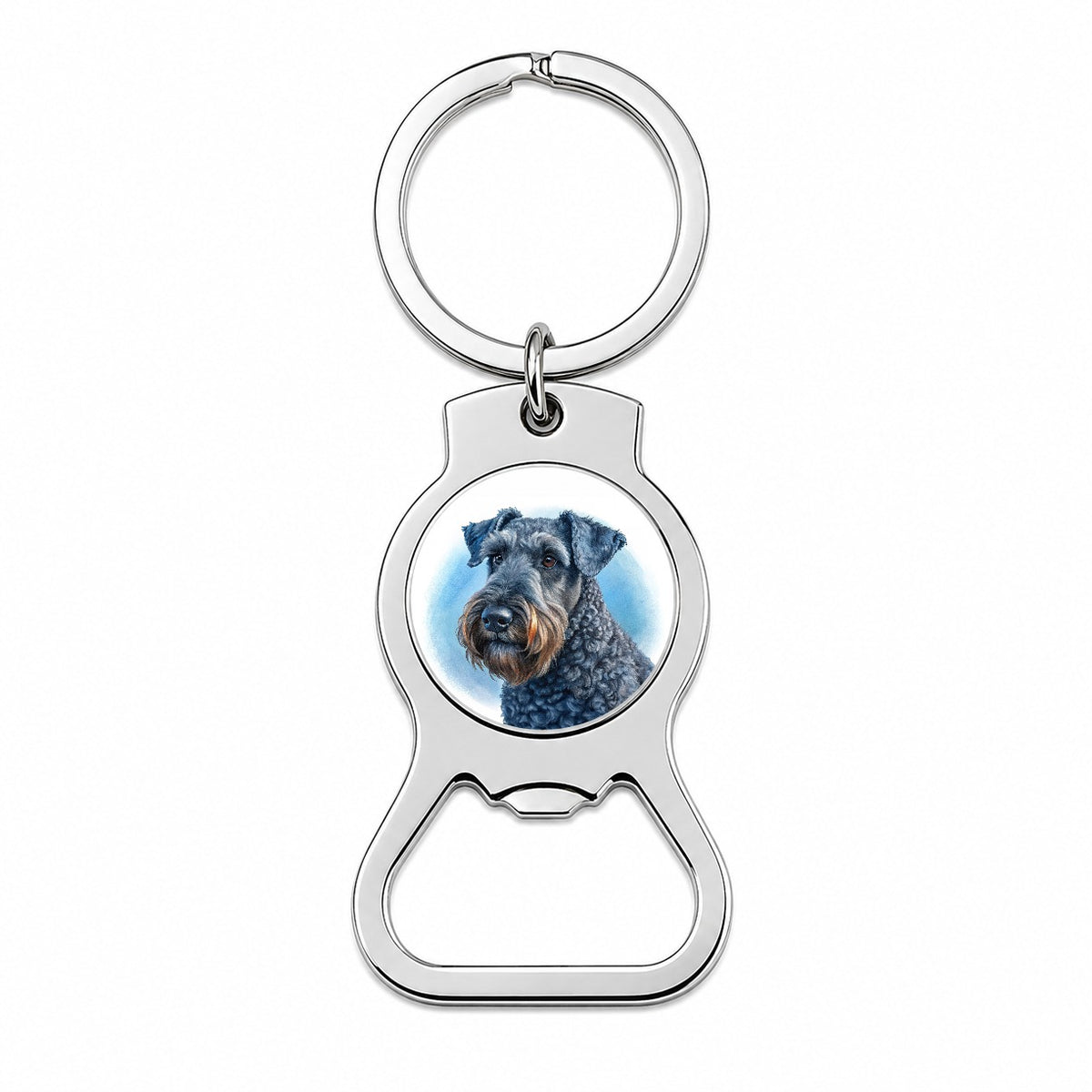 Kerry Blue Terrier Dog Illustration Bottle Opener Keychain