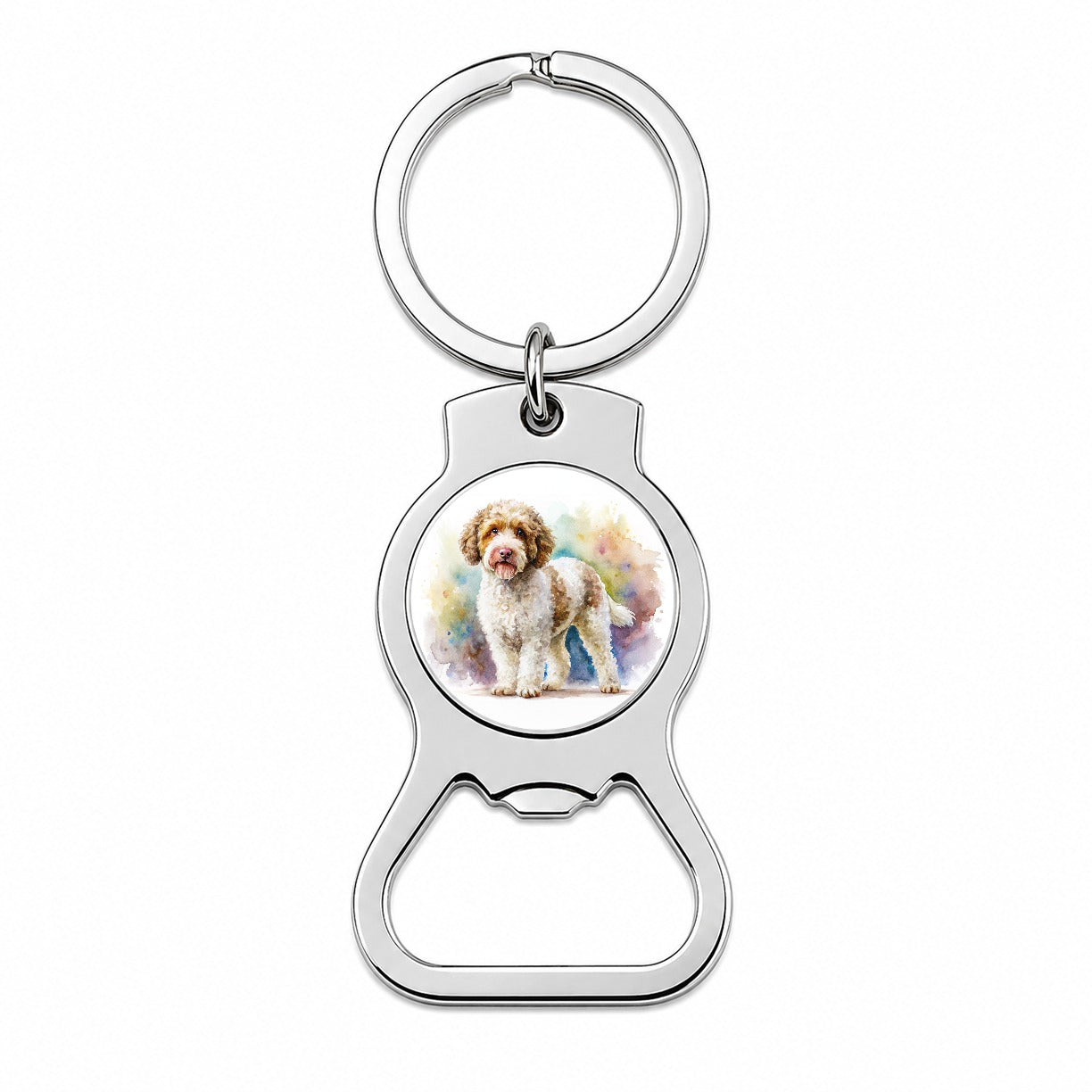 Lagotto Romagnolo Dog Watercolor Style Bottle Opener Keychain
