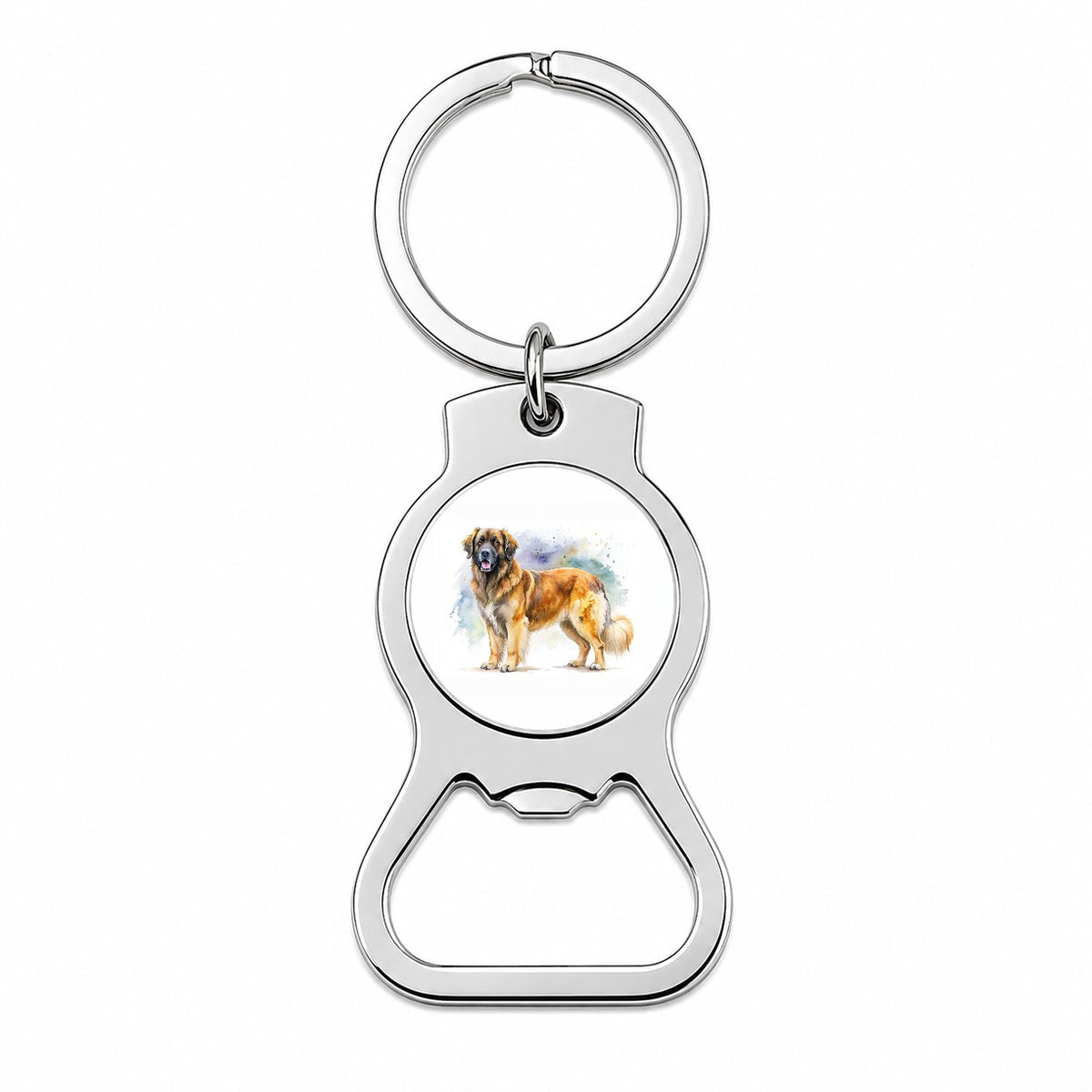 Leonberger Dog Watercolor Style Bottle Opener Keychain