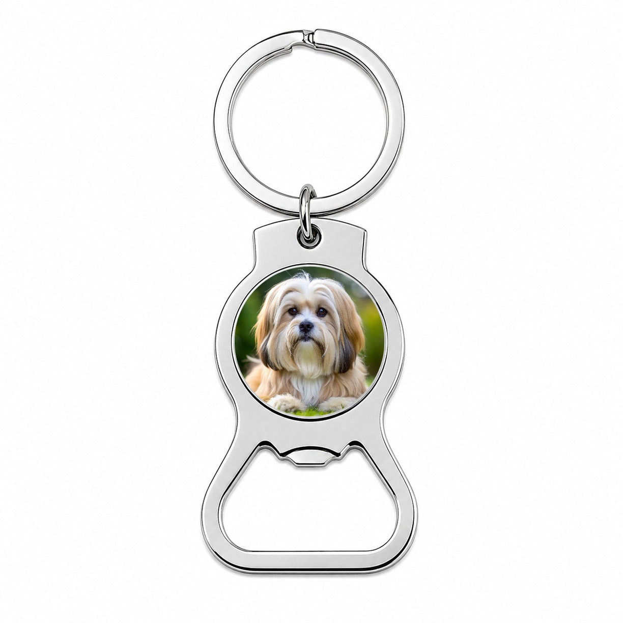 Lhasa Apso Dog Photo Bottle Opener Keychain