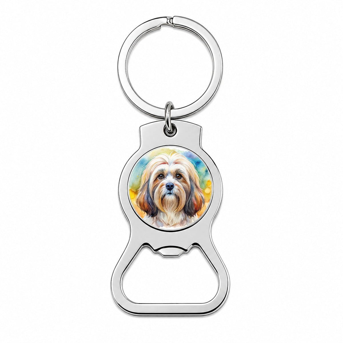 Lhasa Apso Dog Watercolor Style Bottle Opener Keychain