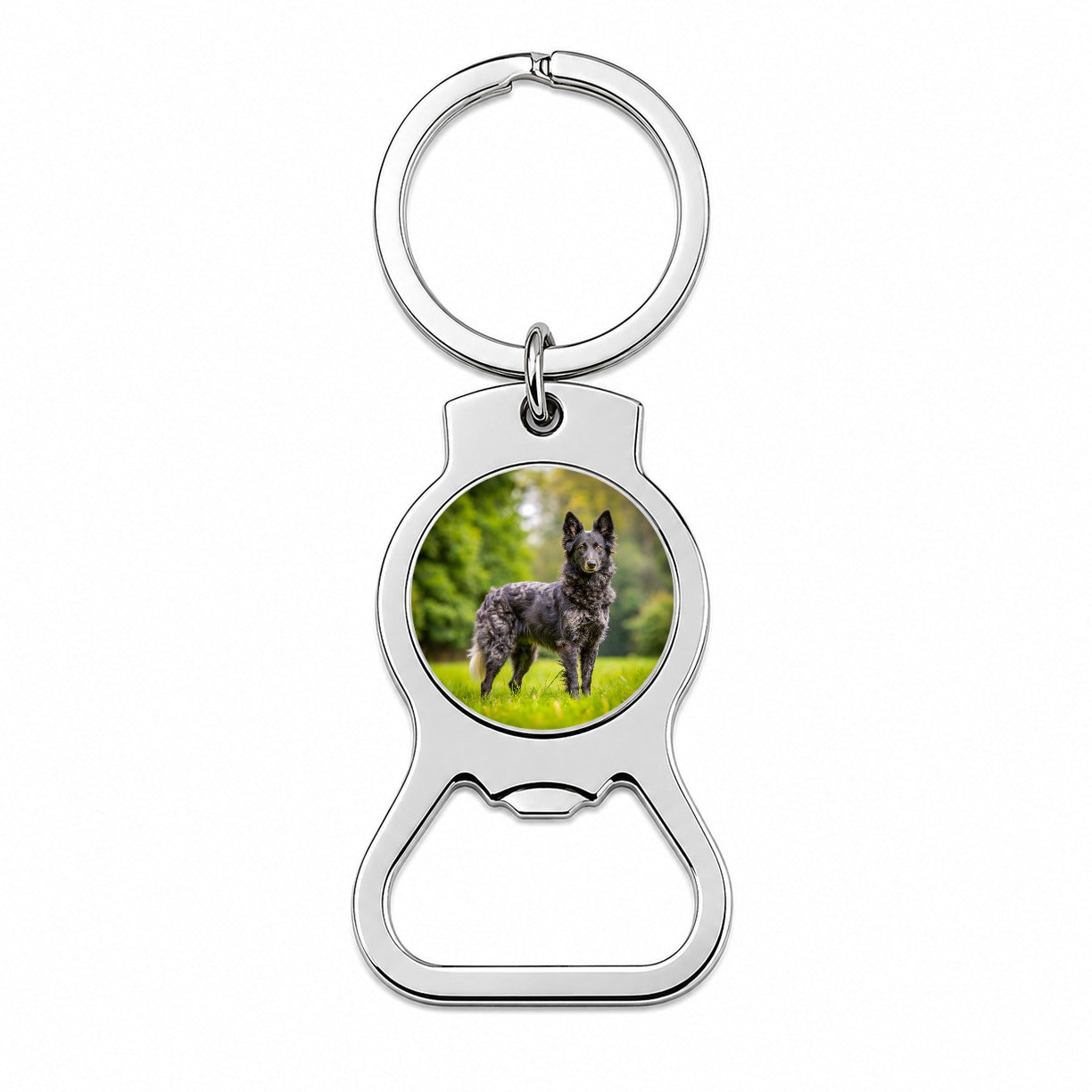 Mudi Dog Photo Bottle Opener Keychain