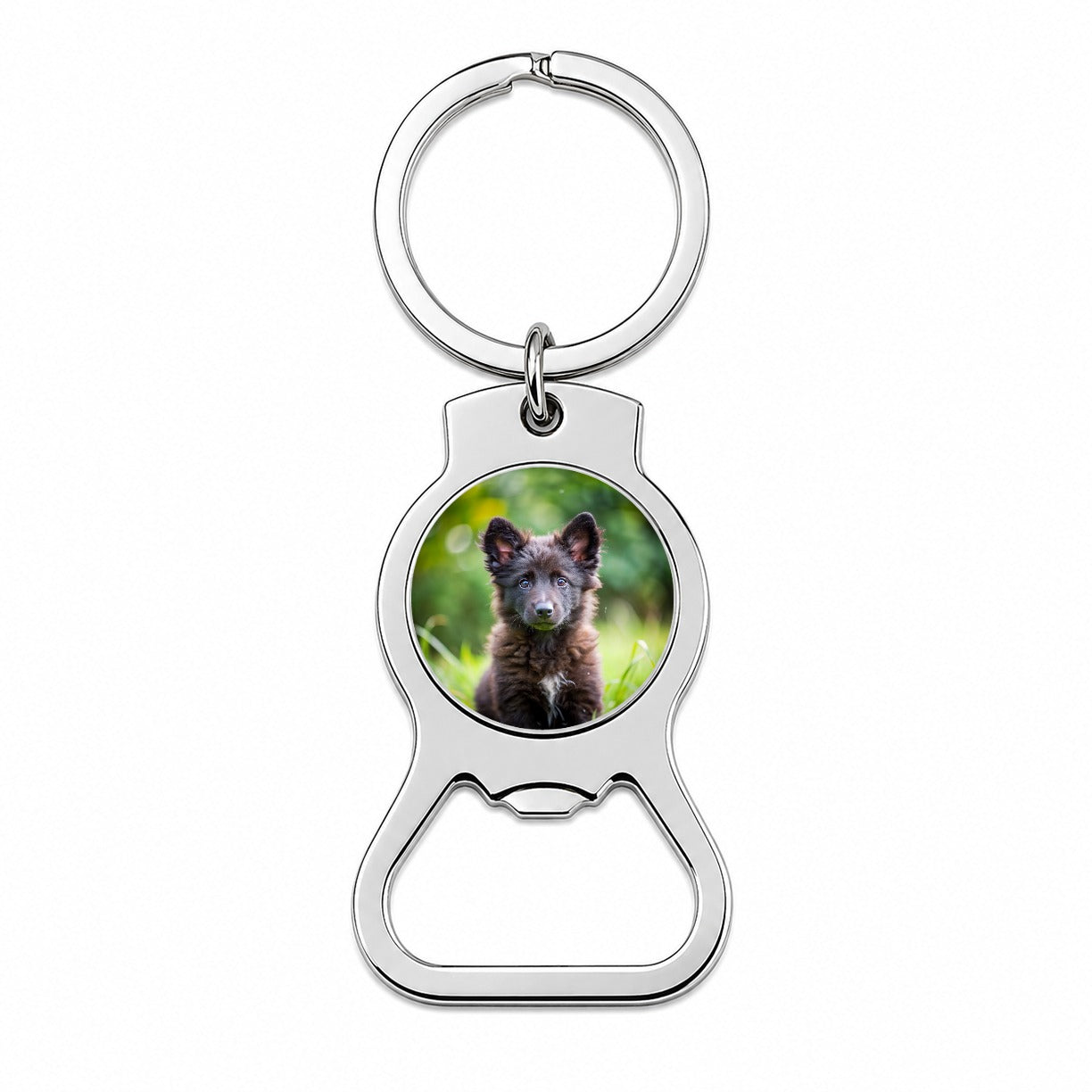 Mudi Dog Puppy Photo Bottle Opener Keychain