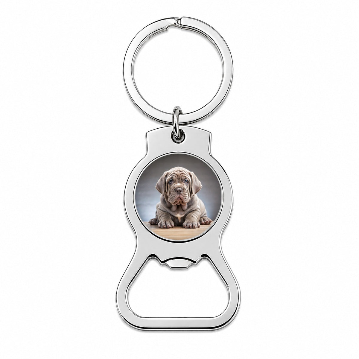 Neapolitan Mastiff Dog Puppy Photo Bottle Opener Keychain