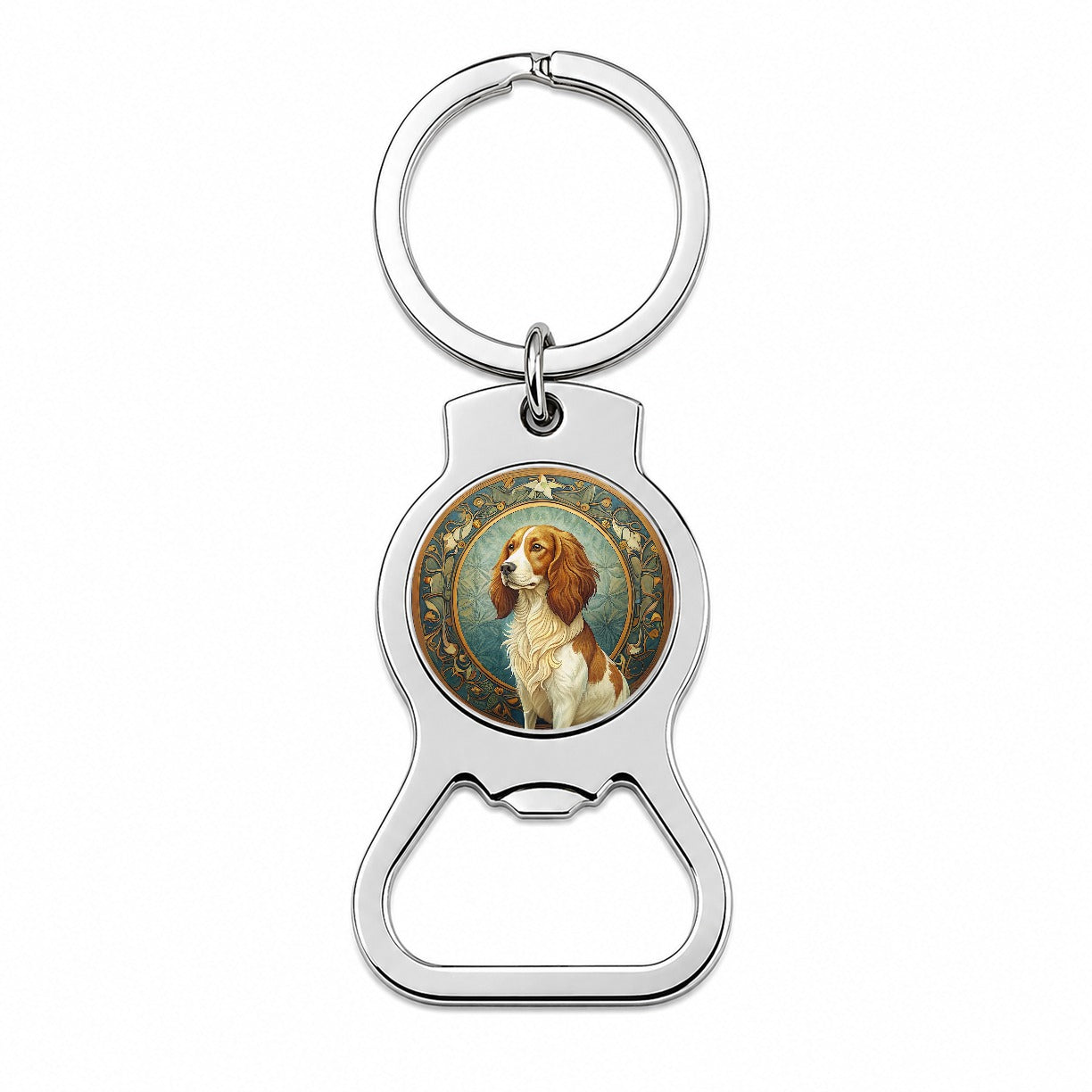 Nederlandse Kooikerhondje Dog Art Nouveau Bottle Opener Keychain