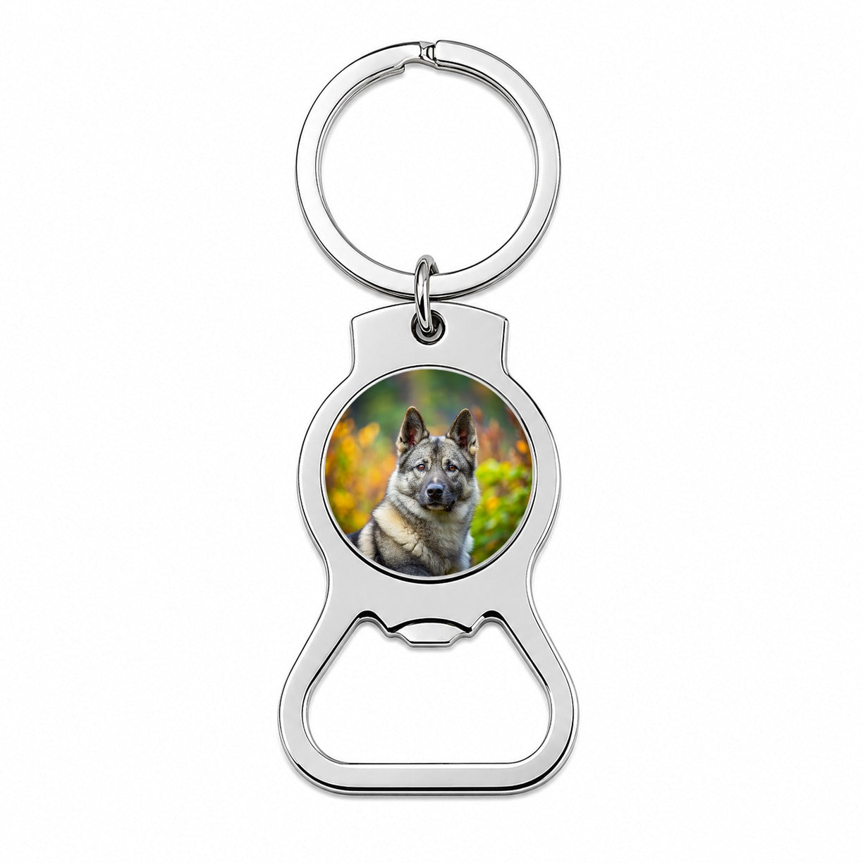Norwegian Elkhound Dog Photo Bottle Opener Keychain