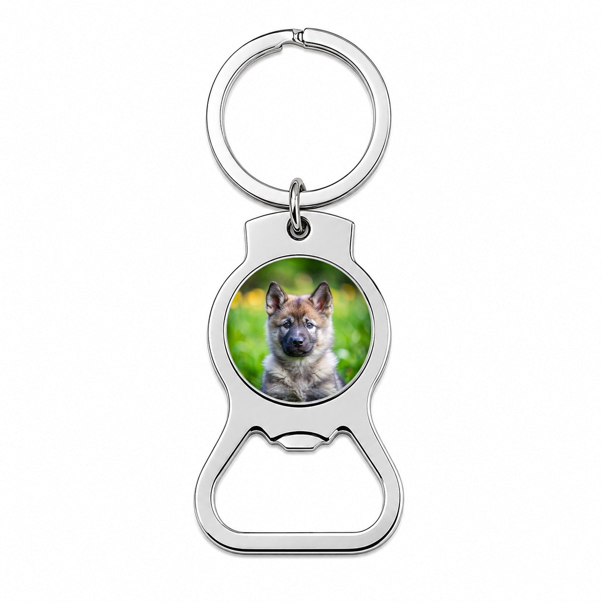 Norwegian Elkhound Dog Puppy Photo Bottle Opener Keychain